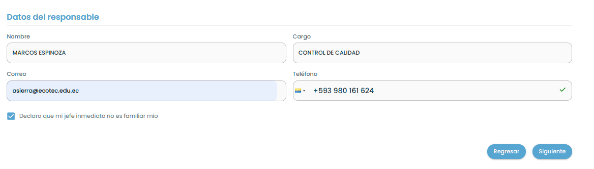 Datos del responsable
