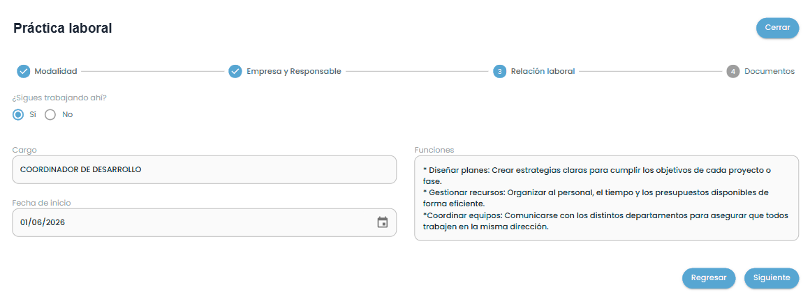 Paso 3, relación laboral